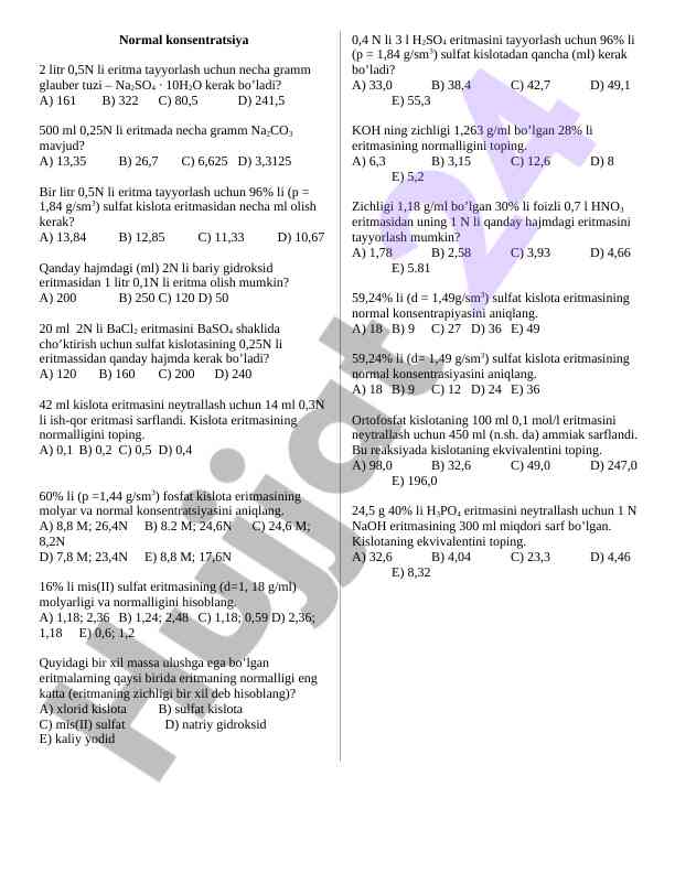 Konsentratsiya masalalari