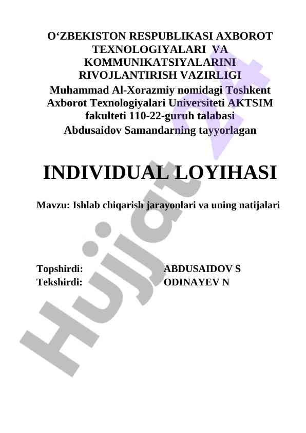 Ishlab chiqarish jarayonlari va natijalari tahlili