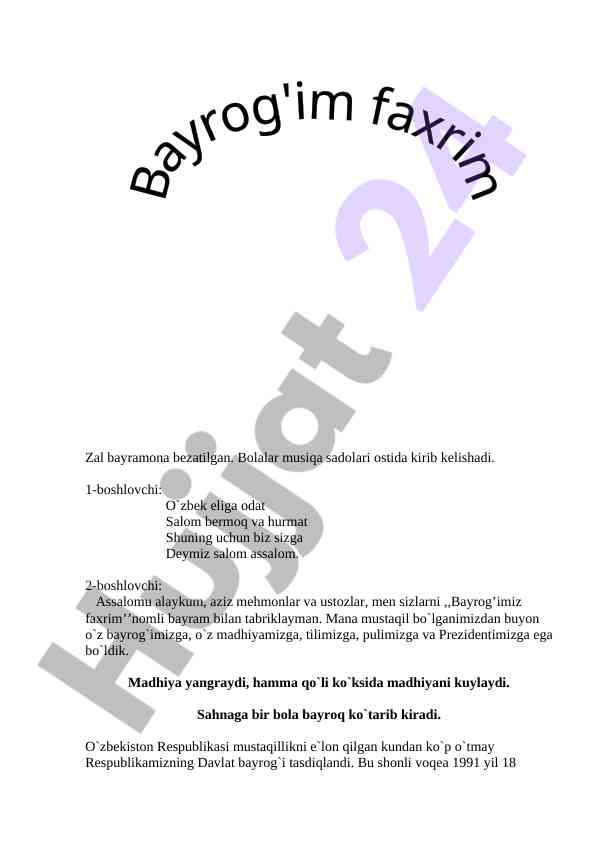 Bayrog’imiz faxrim bayrami taqdimoti