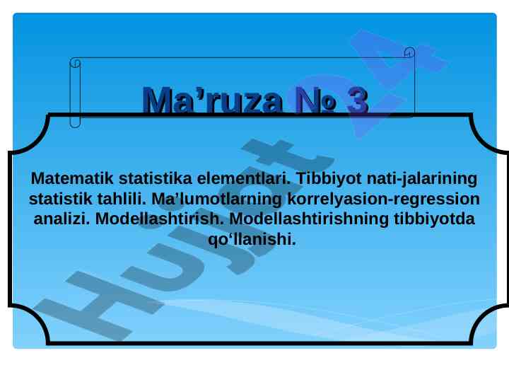 Matematik statistika elementlari tibbiyotda