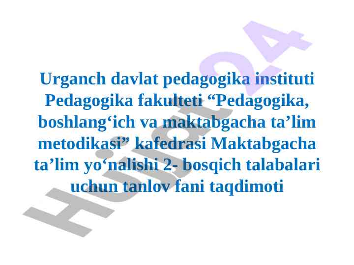 Maktabgacha ta’limda pedagogik jarayonlarni loyihalashtirish