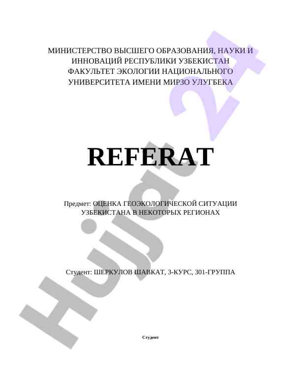 Geoekologik Vaziyatni Baholash O‘zbekiston