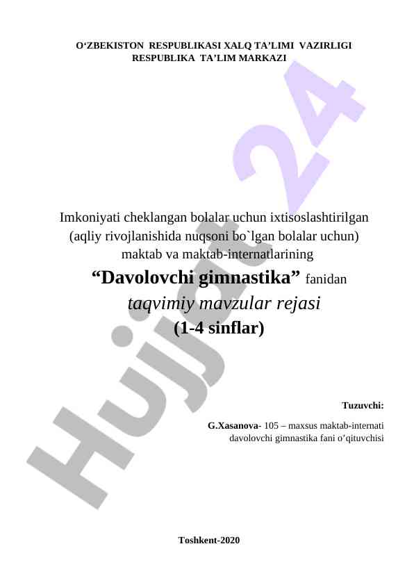 Davolovchi gimnastika fanidan mavzular rejasi