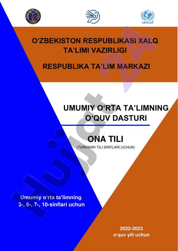 Ona tili dasturi turkman sinflari uchun