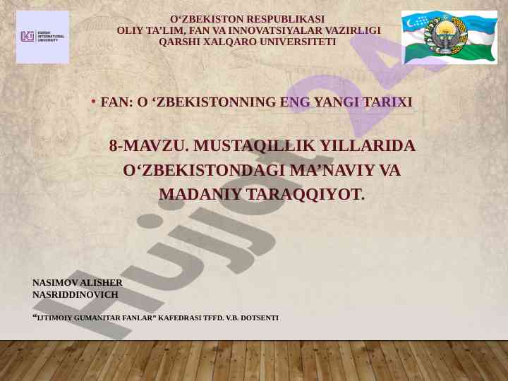 O‘zbekistonda mustaqillik yillaridagi ma’naviya
