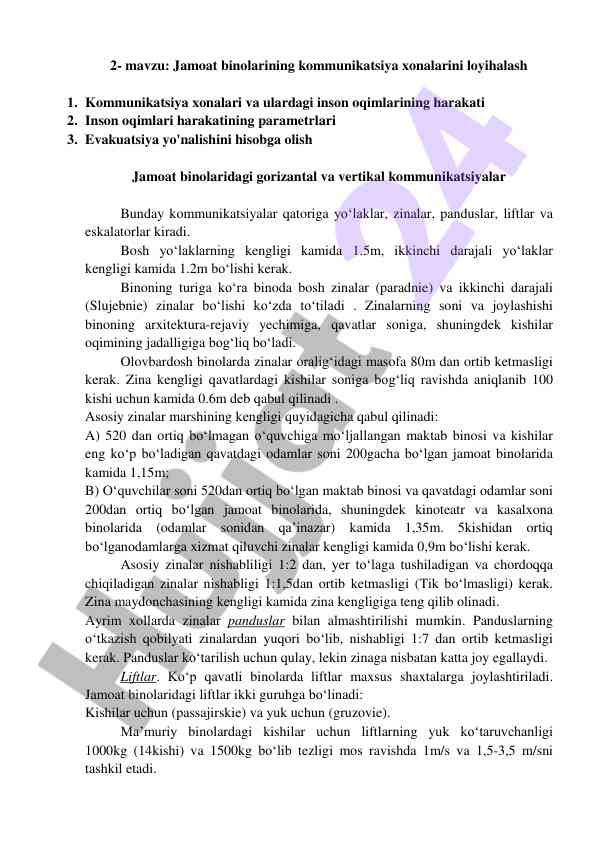 Jamoat binolarining kommunikatsiya xonalarini loyihalash