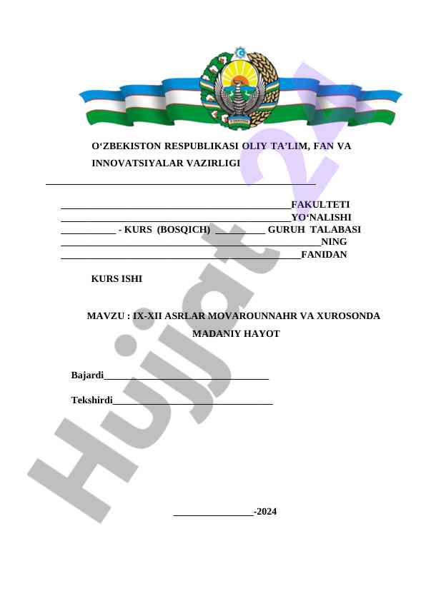 Ix-xii asrlardagi madaniy hayot va rivojlanish