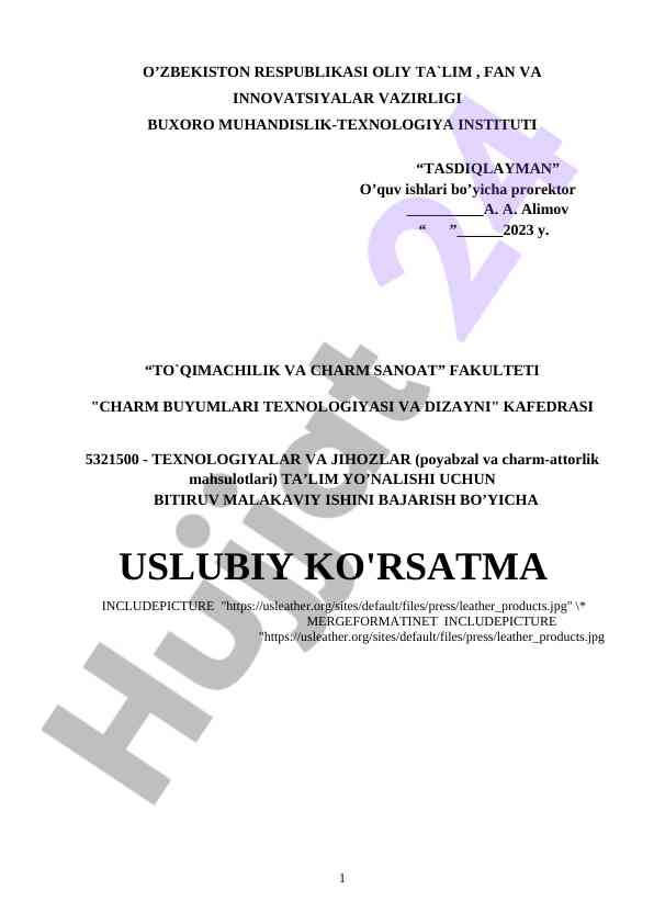 Charm buyumlari texnologiyasi va dizayni uslubiy ko‘rsatma