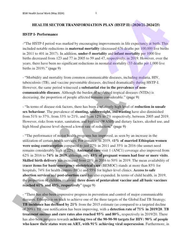 Health sector transformation plan overview 2020-2025