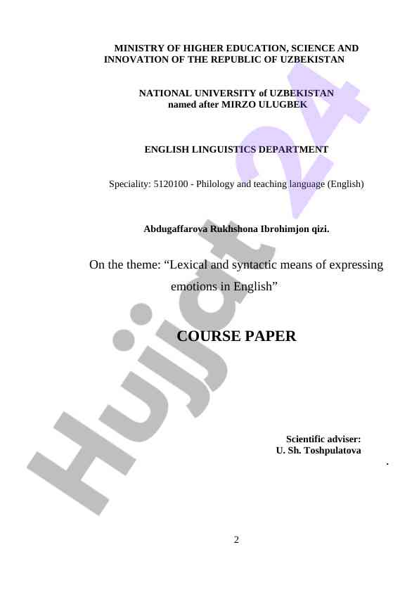 Lexical means of emotion expression in english linguistics