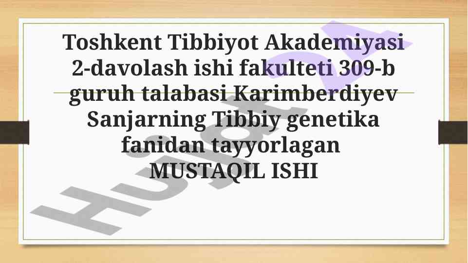 Parkinsonizm haqida mustaqil ish