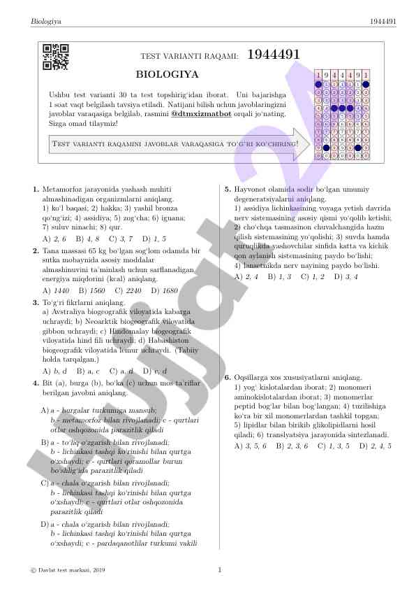 Biologiya test varianti 1944491