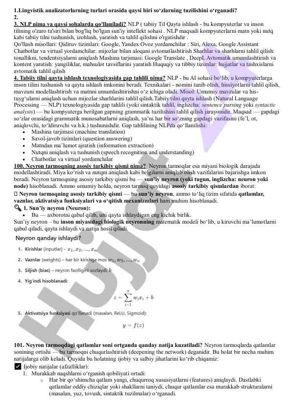 Nlp texnologiyalari va ularning qo'llanishi