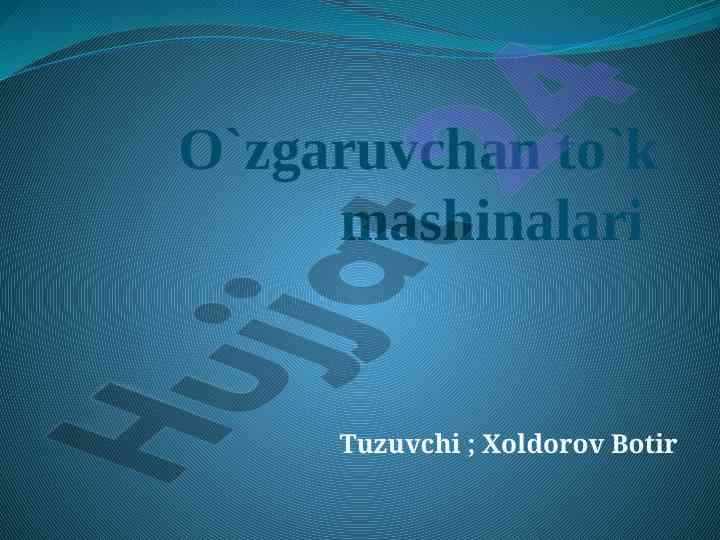 O'zgaruvchan to'k mashinalari tahlili