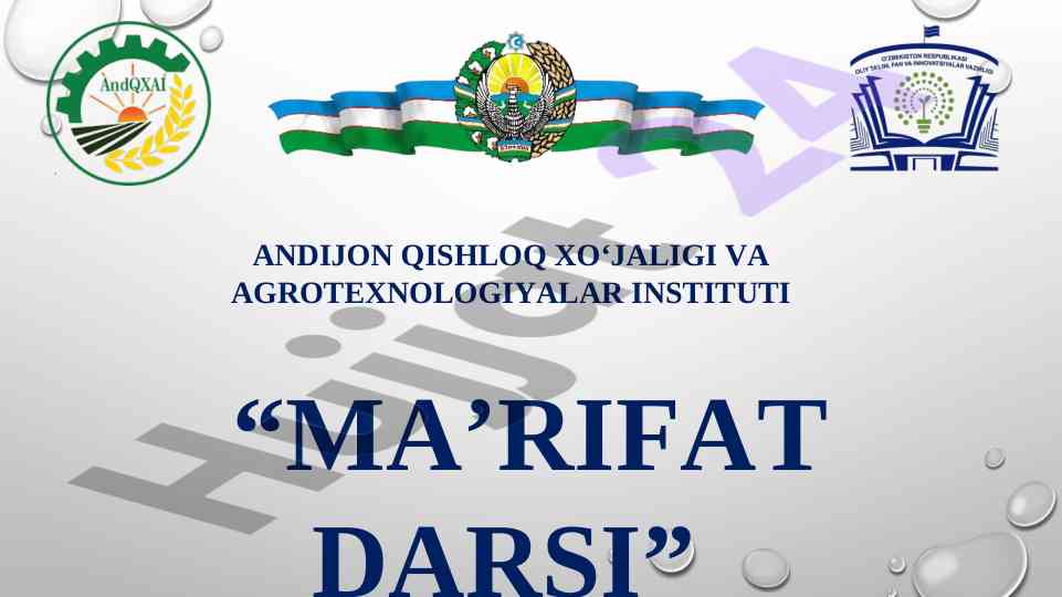 Ma’rifat darsiga doir o‘zbekistondagi iqtisodiy ma’lumotlar