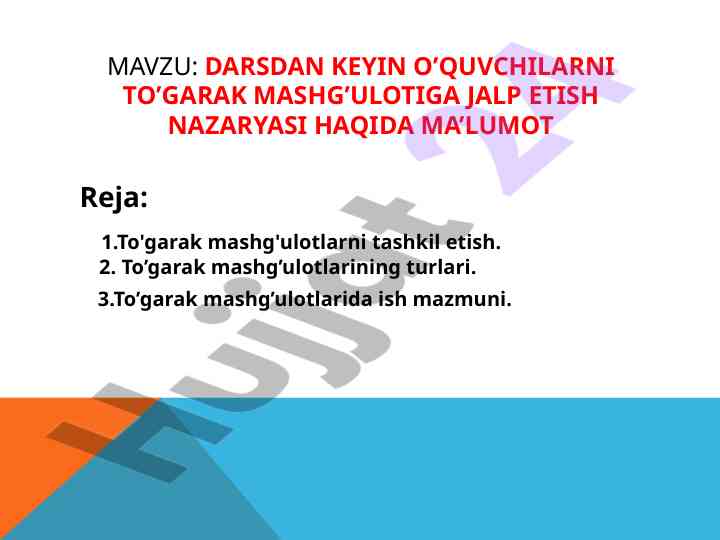 O‘quvchilarni to‘garak mashg‘ulotlariga jalb etish