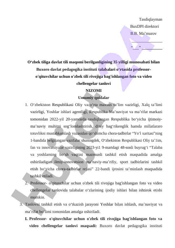 O‘zbek tili rivoji bo‘yicha foto va video chellengelar