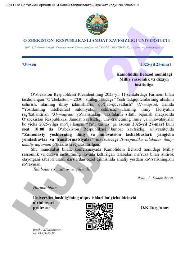 Zamonaviy yoshlarning ilmiy va innovatsion tashabbuslari