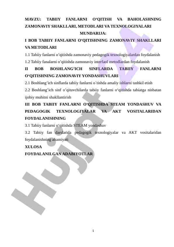 Zamonaviy pedagogik texnologiyalar va tabiiy fanlar
