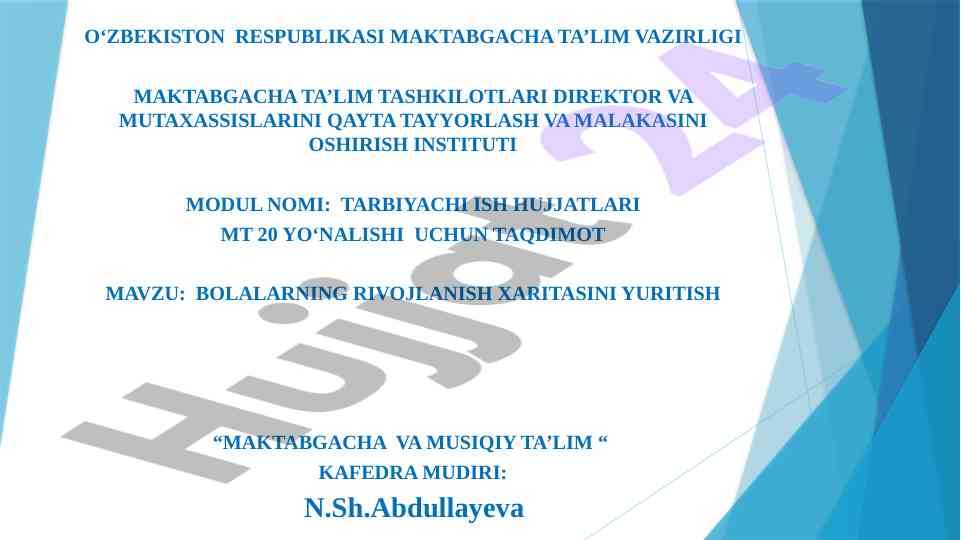 Bolalarning rivojlanish xaritasini yuritish taqdimoti