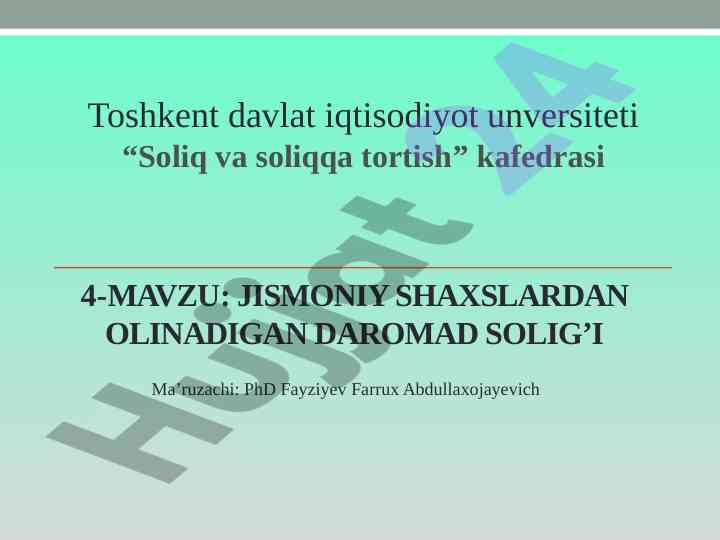 Jismoniy shaxslardan olinadigan daromad solig‘i