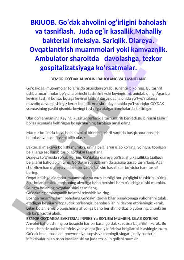 Go‘dak ahvolini baholash va tasniflash amaliyoti