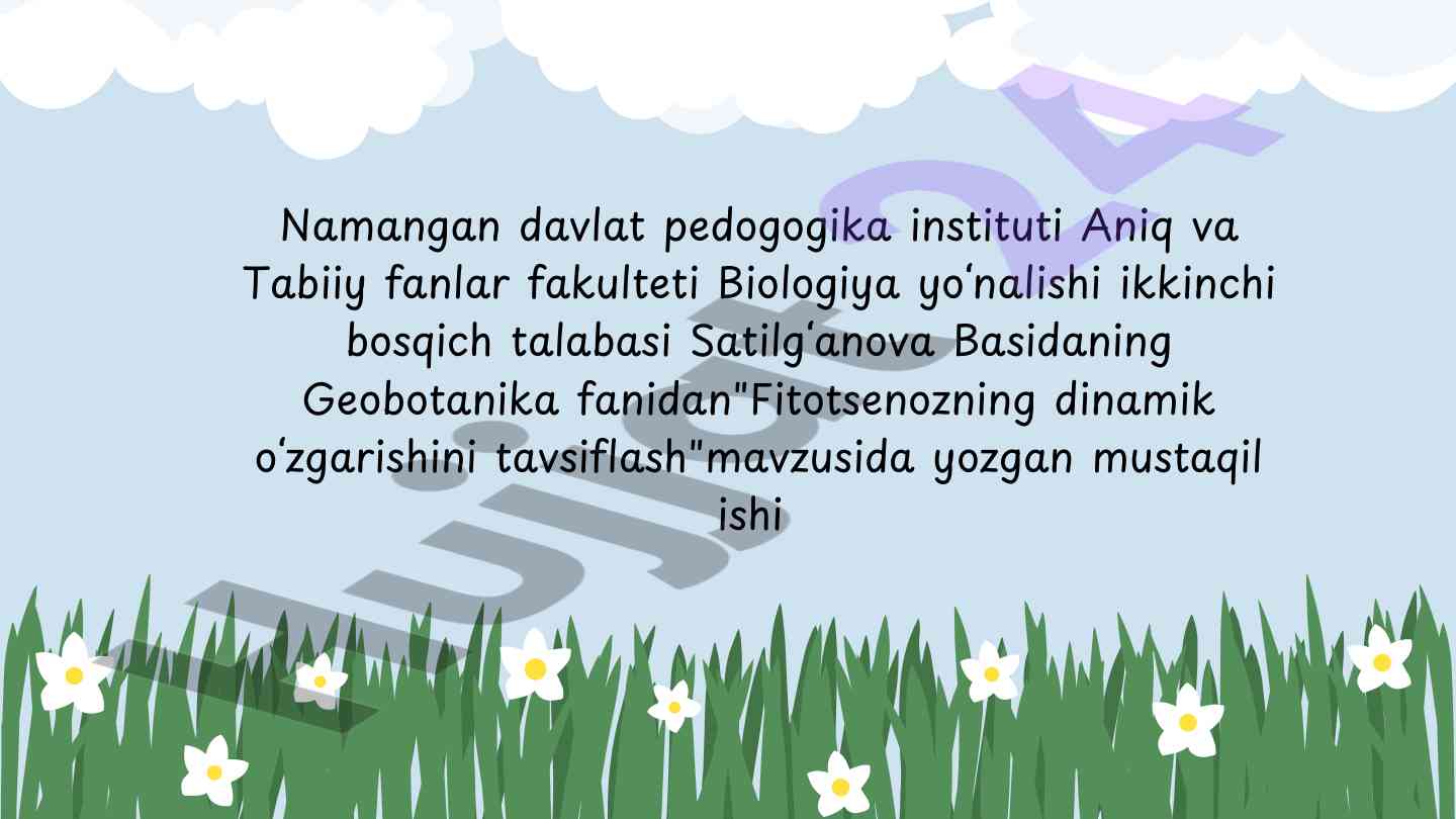 Fitotsenozning dinamik o'zgarishini tavsiflash