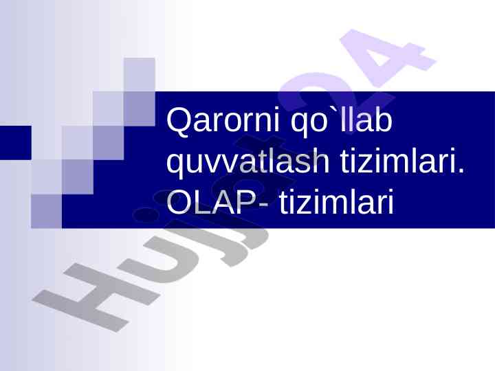 Qarorlarni qo'llab quvvatlash tizimlari va olap