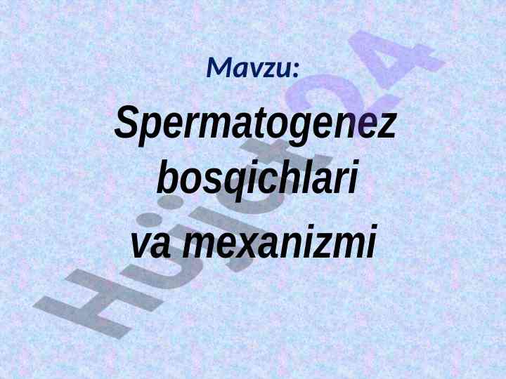 Spermatogenez bosqichlari va mexanizmi