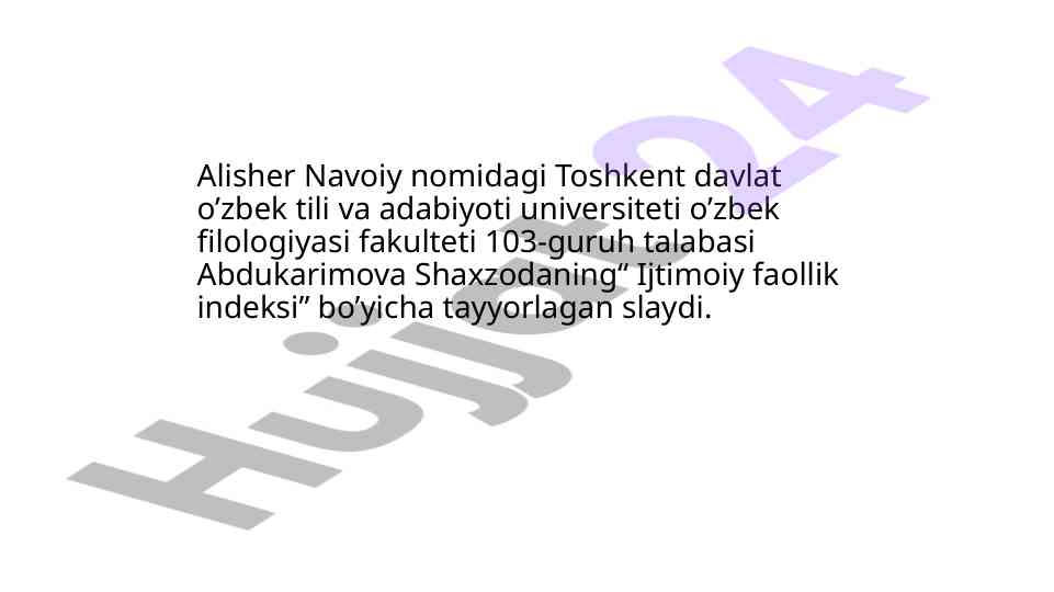 Ijtimoiy faollik indeksi bo'yicha taqdimot