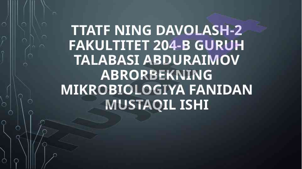 Hla tizimi va komplement tizimi haqida mustaqil ish