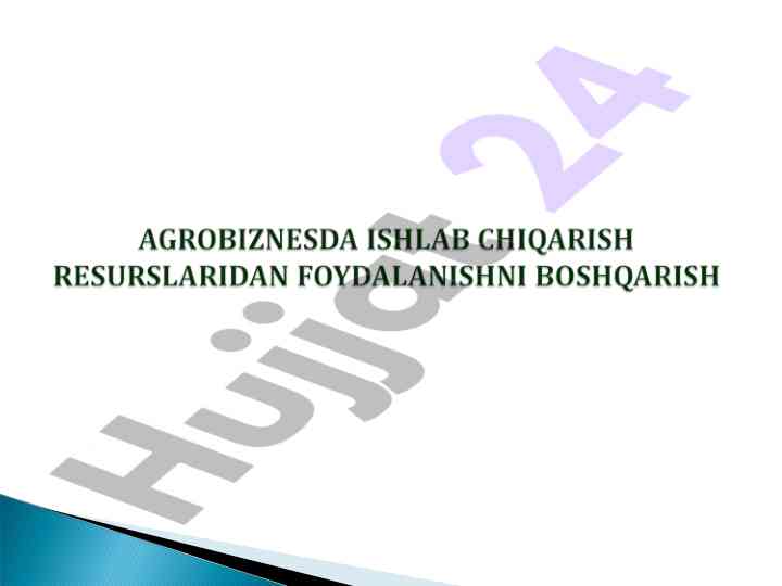 Qishloq xo‘jaligida innovatsion texnologiyalar