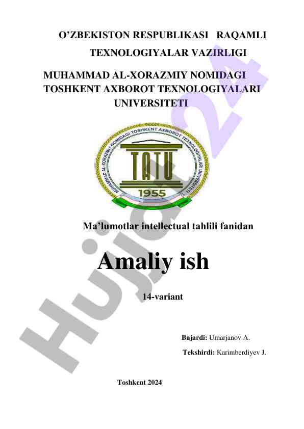 Amaliy ish 14-variant ma’lumotlar tahlili
