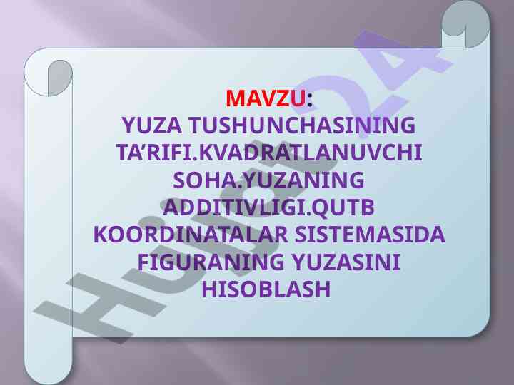 Yuza tushunchasining ta’rifini o’rganish