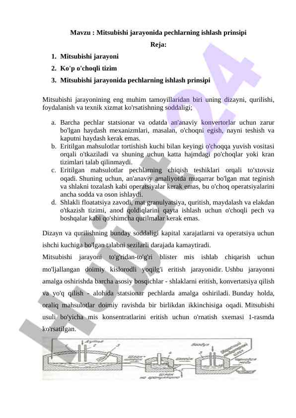 Mitsubishi jarayonida pechlarning ishlash prinsipi
