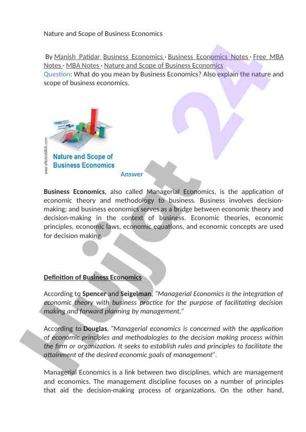 Nature and scope of business economics insights