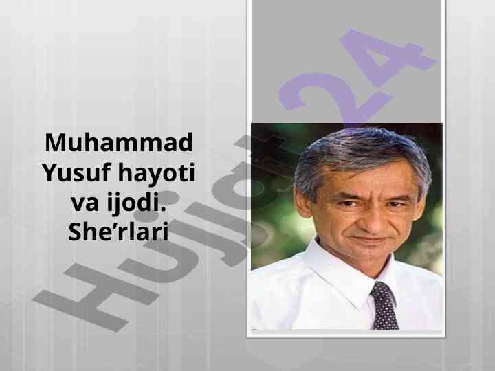 Muhammad yusuf hayoti va ijodi haqida maqola