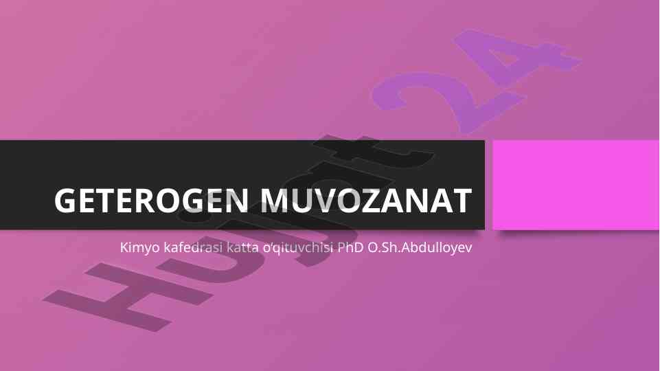 Dinamik muvozanatdagi sistemalar va eruvchanlik
