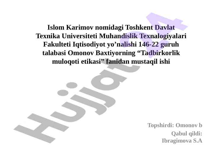 Niderlandiyada biznes etikasi va iqtisodiy muloqot