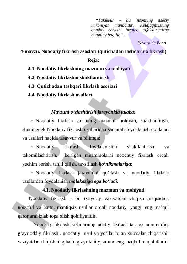 Noodatiy fikrlash asoslari va usullari