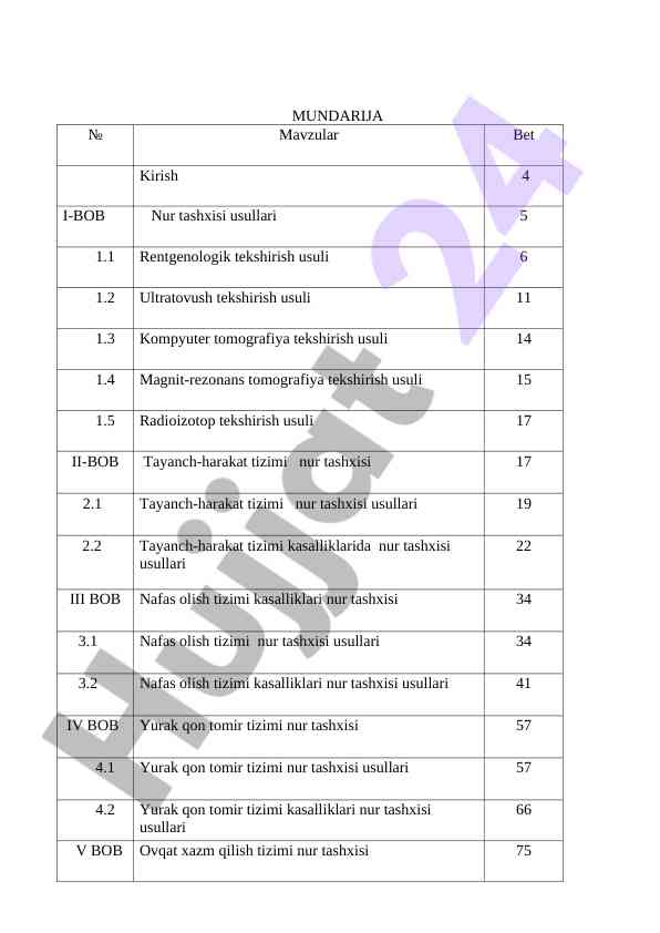 Nur tashxisi usullari bilan tanishtirish