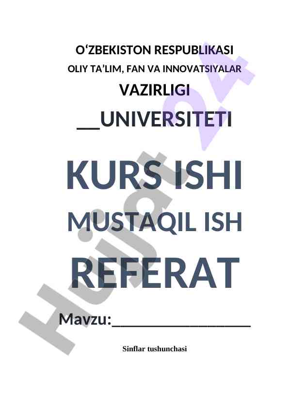 Sinflar Tushunchasi Haqida