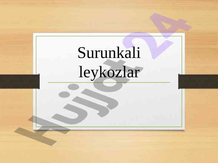 Surunkali leykozlar klassifikatsiyasi