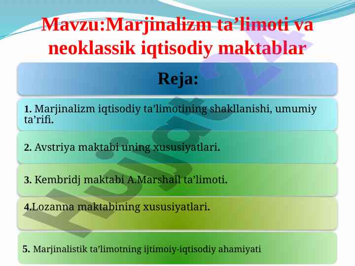 Marjinalizm ta’limoti va neoklassik iqtisodiy maktablar