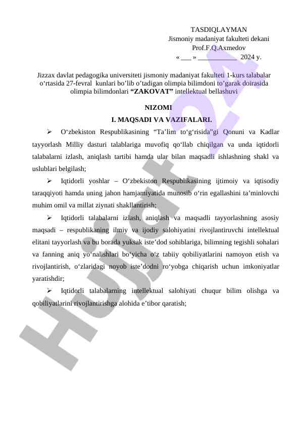 Olmpiya bilimdoni bellashuvi nizomi ta’lim muvofiqligi