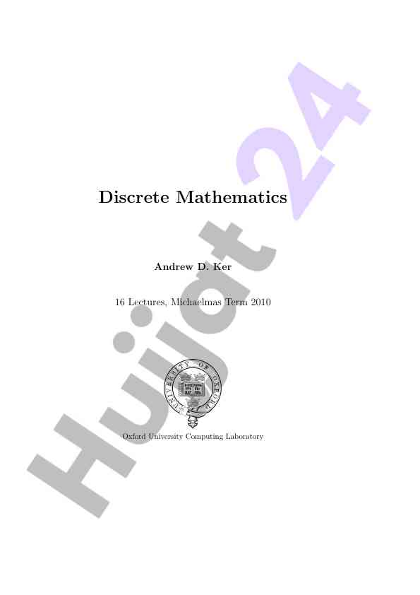 Discrete mathematics lecture notes overview
