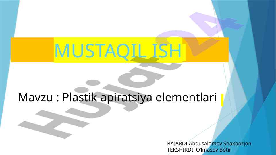 Plastik apiratsiya elementlari tahlili