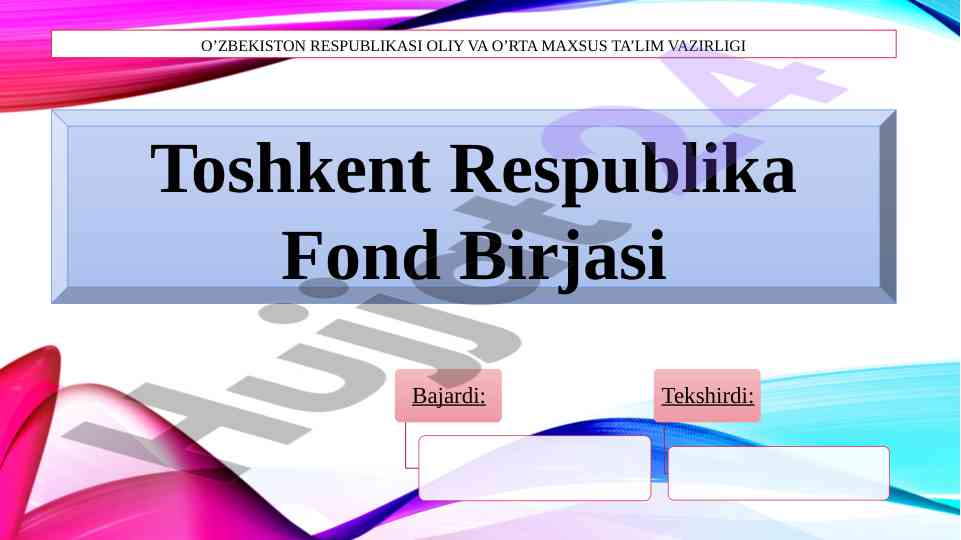 Toshkent respublika fond birjasi tahlili