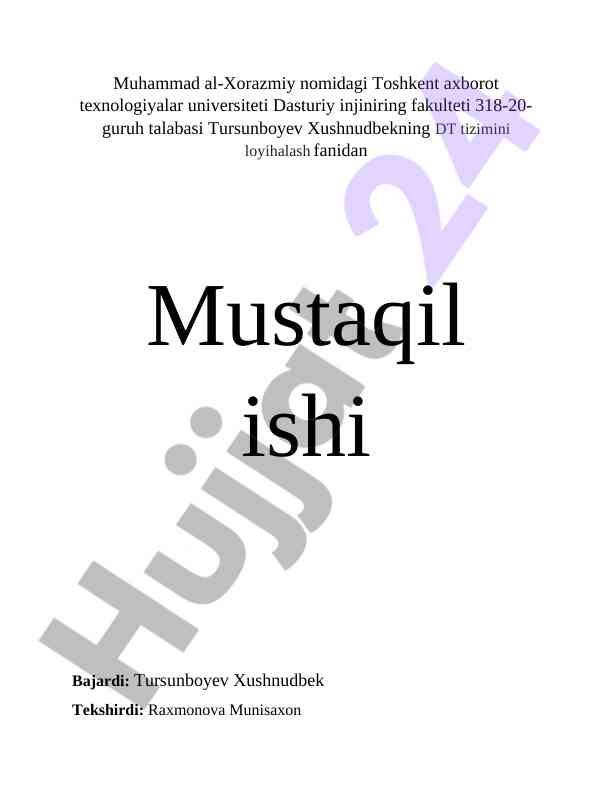 Mobil servislar tizimi loyihalash mustaqil ish