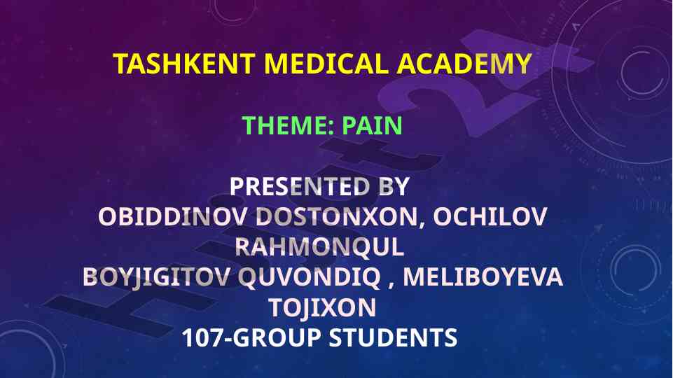 Tashkent medical academy pain research overview